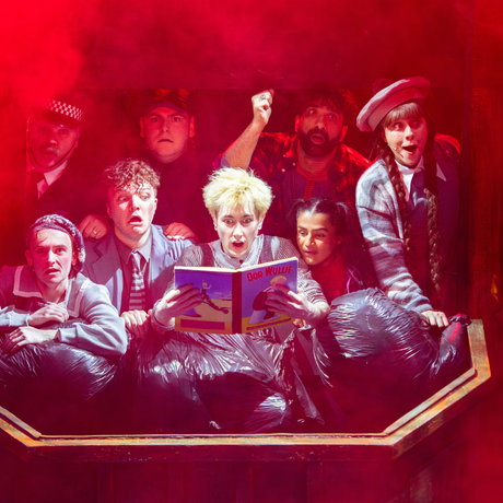 The cast of Oor Wullie in a skip